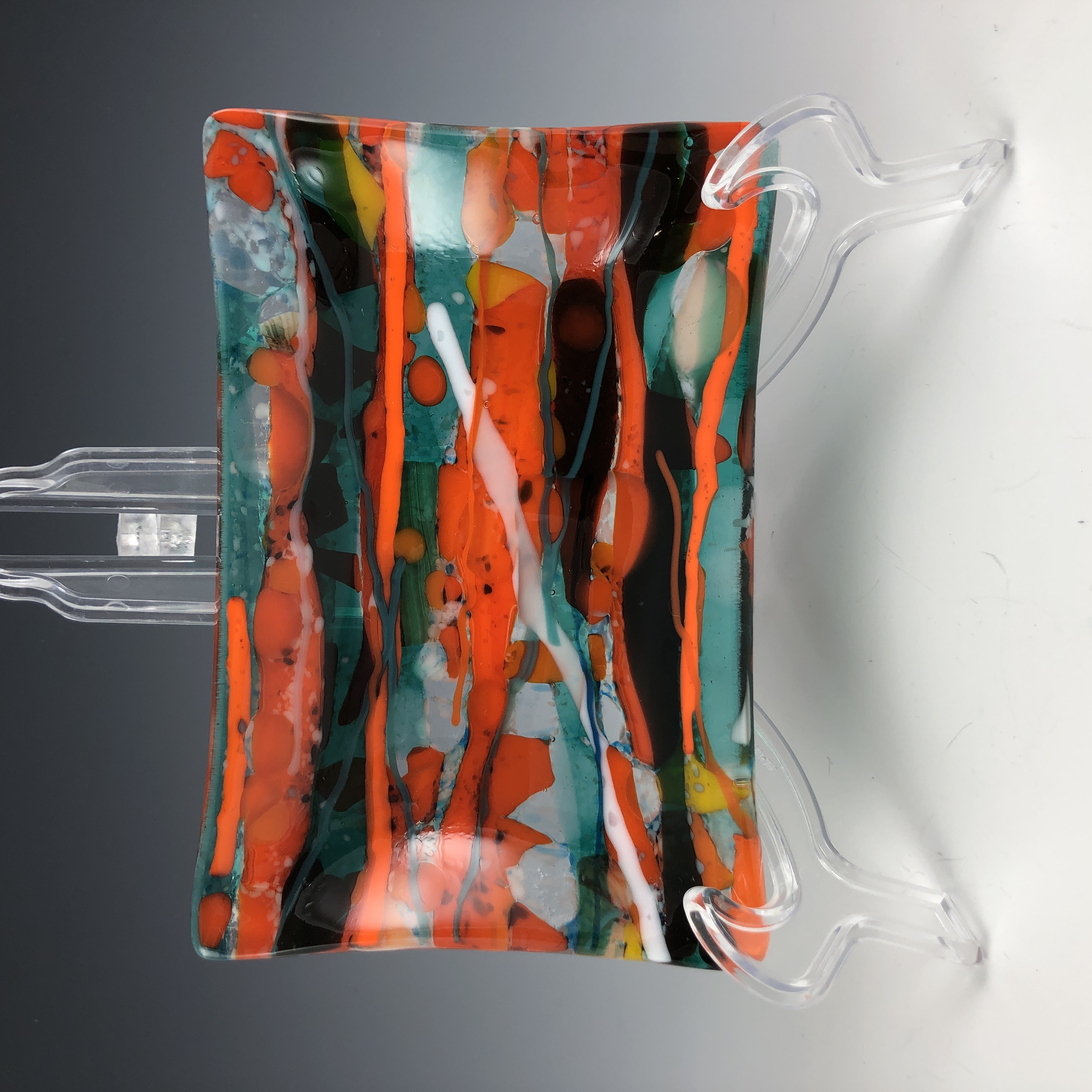 Accent Glass: Orange Teal Dish