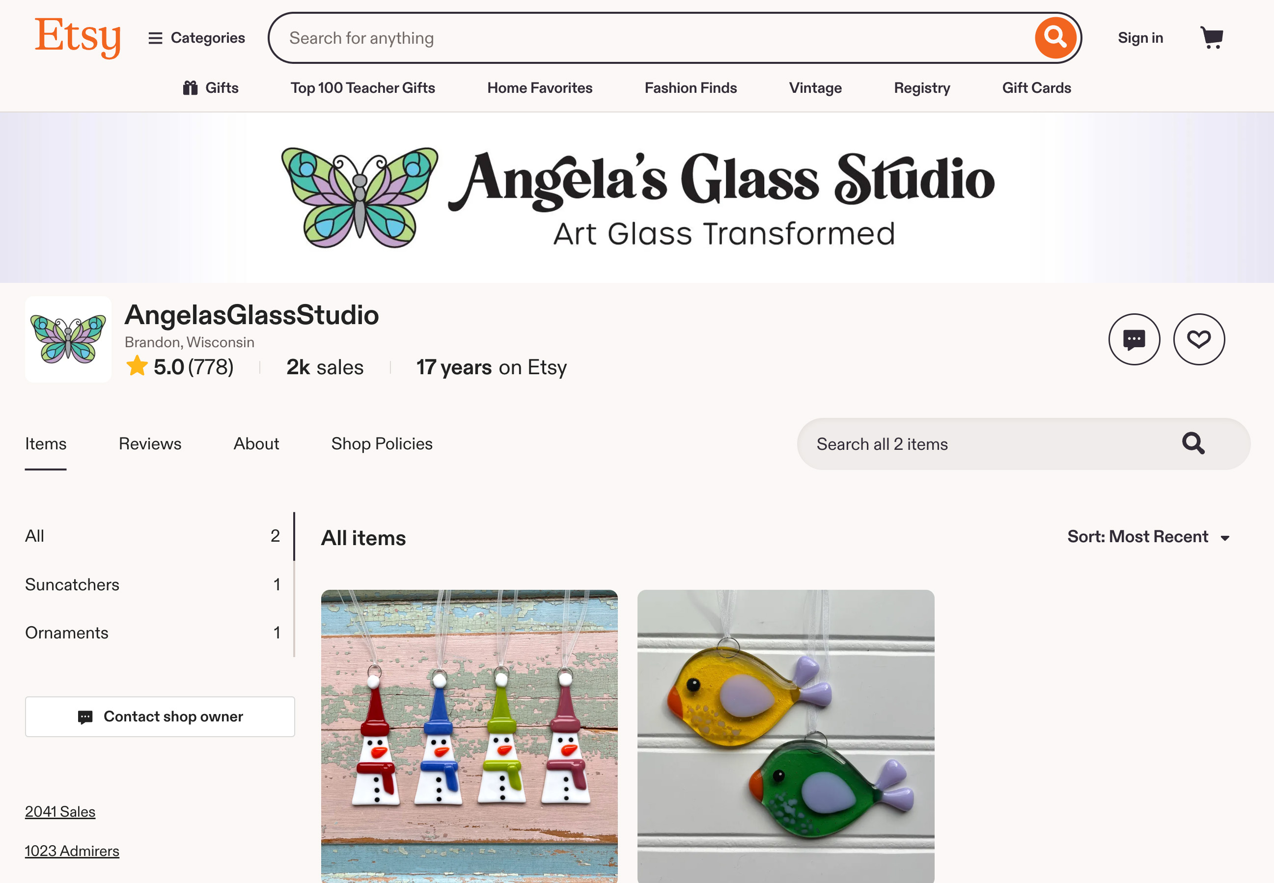 Angela's Glass Studio on Etsy
