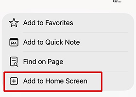 Tap Add to Home Screen