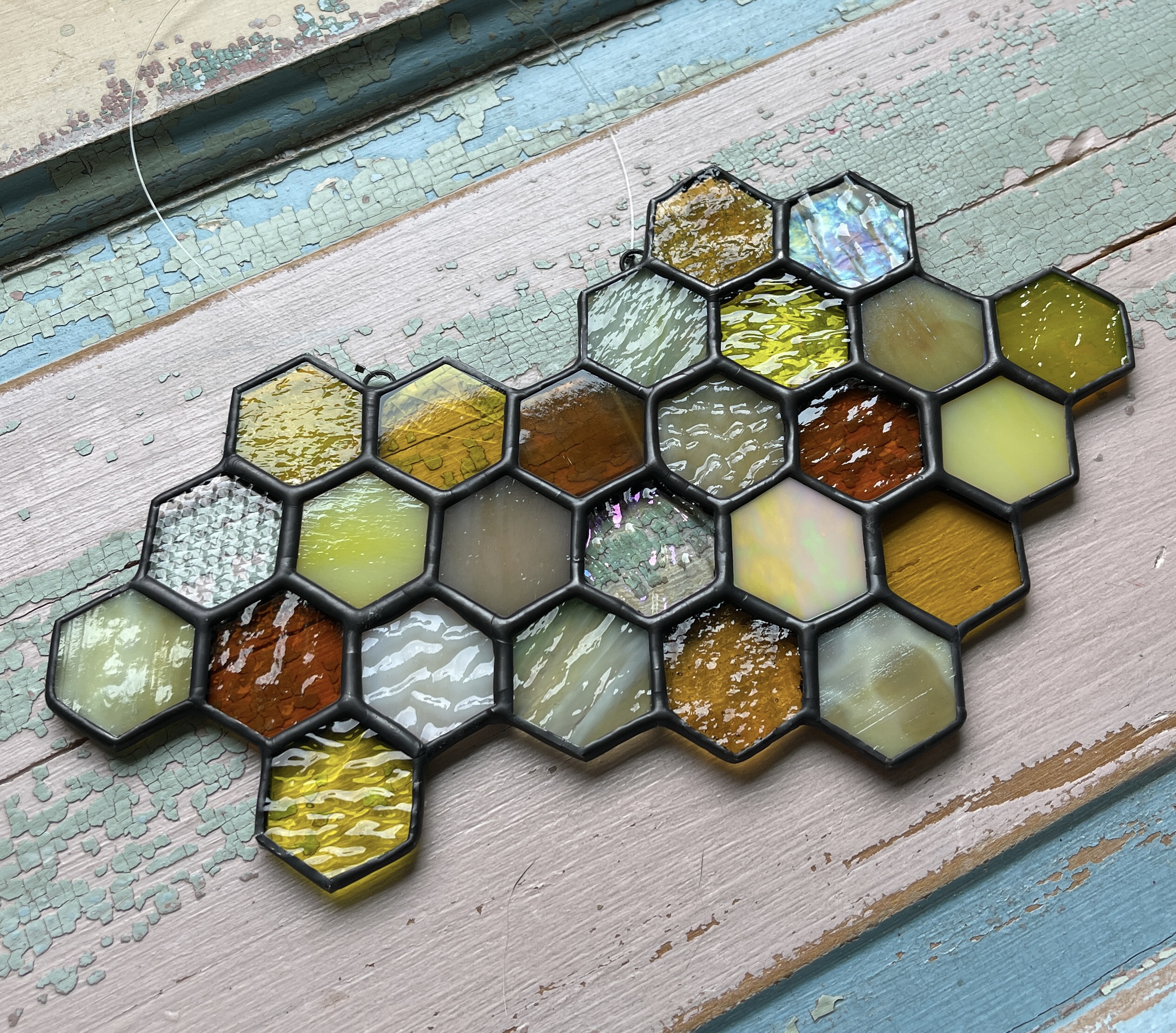 Stained glass honeycomb panel
